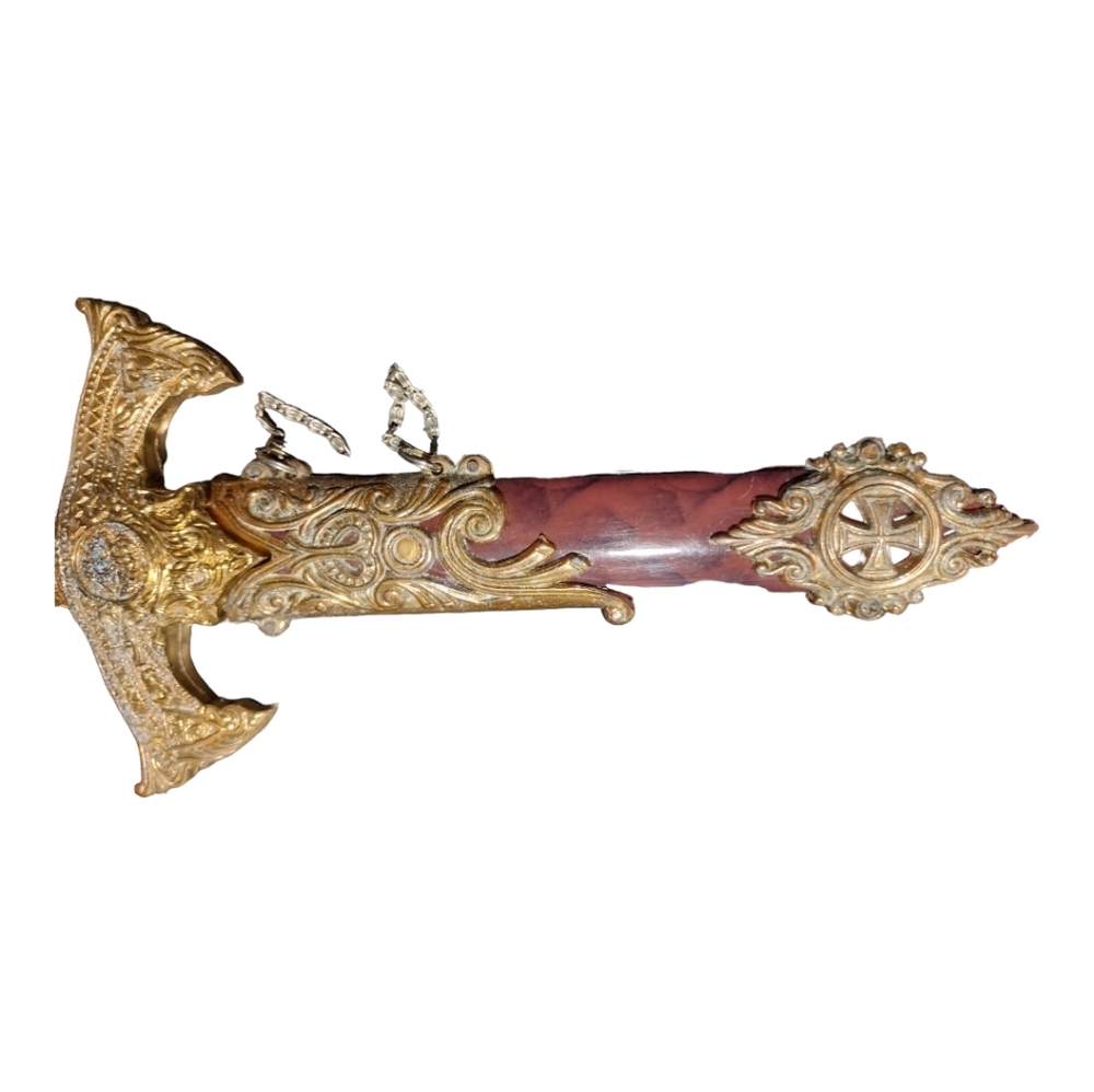 Decorative Sword and Sheath Copper & Stainless Steel w/ Chain for Wall Mounting - Picture 5 of 12